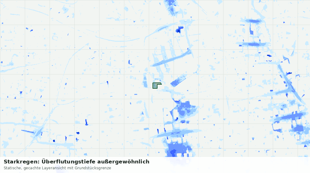 Statische Kartenansicht: Starkregen: Überflutungstiefe außergewöhnlich