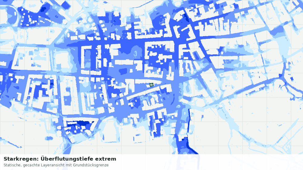 Statische Kartenansicht: Starkregen: Überflutungstiefe extrem