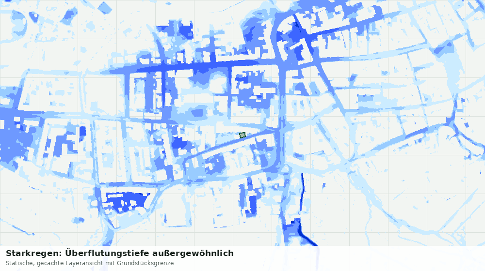 Statische Kartenansicht: Starkregen: Überflutungstiefe außergewöhnlich
