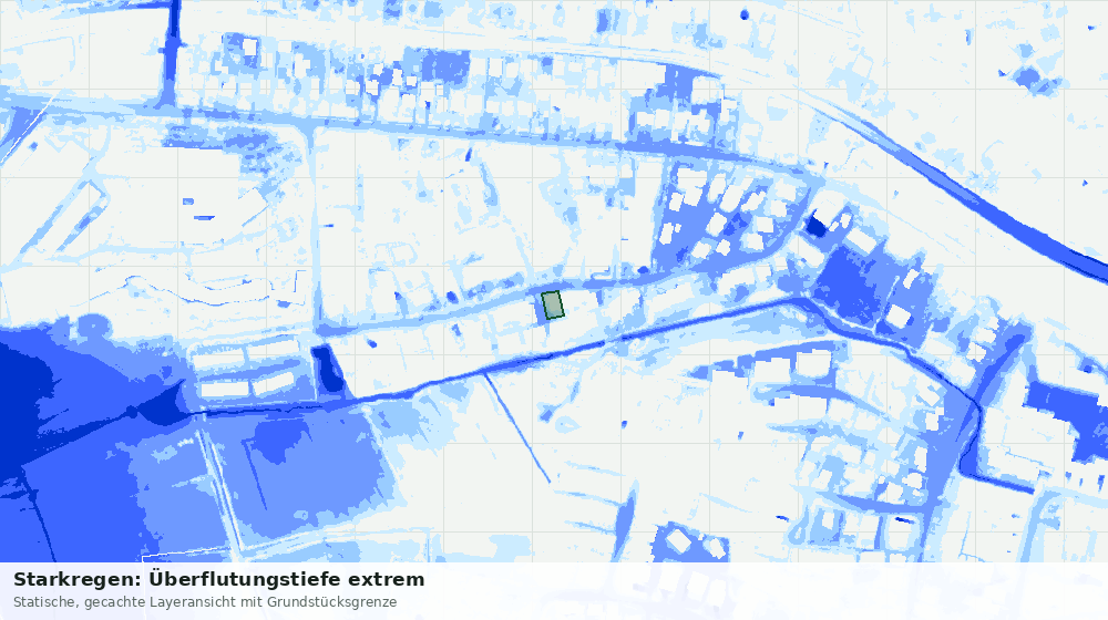 Statische Kartenansicht: Starkregen: Überflutungstiefe extrem