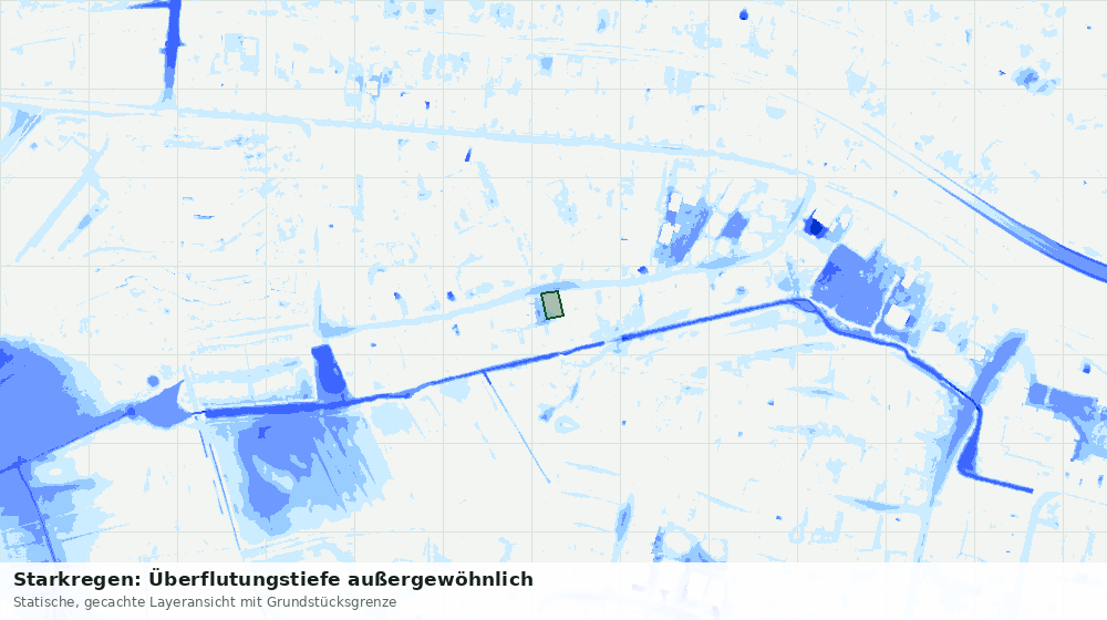 Statische Kartenansicht: Starkregen: Überflutungstiefe außergewöhnlich