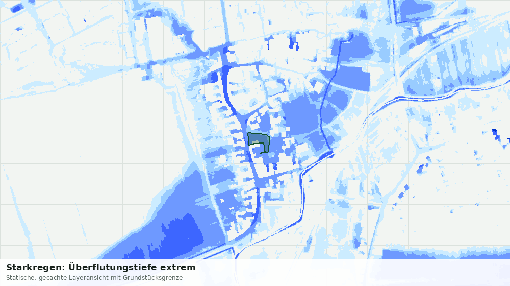Statische Kartenansicht: Starkregen: Überflutungstiefe extrem