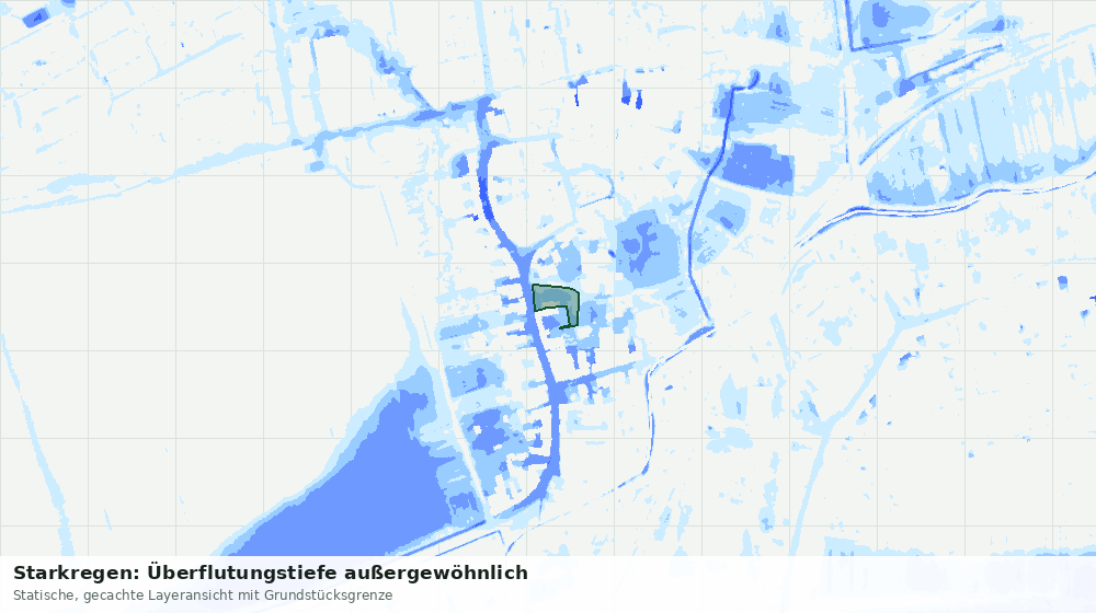 Statische Kartenansicht: Starkregen: Überflutungstiefe außergewöhnlich