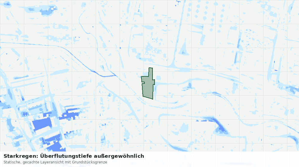 Statische Kartenansicht: Starkregen: Überflutungstiefe außergewöhnlich