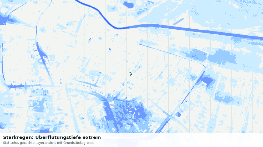 Statische Kartenansicht: Starkregen: Überflutungstiefe extrem