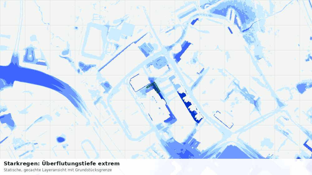Statische Kartenansicht: Starkregen: Überflutungstiefe extrem