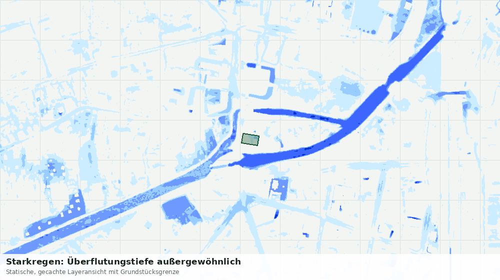 Statische Kartenansicht: Starkregen: Überflutungstiefe außergewöhnlich