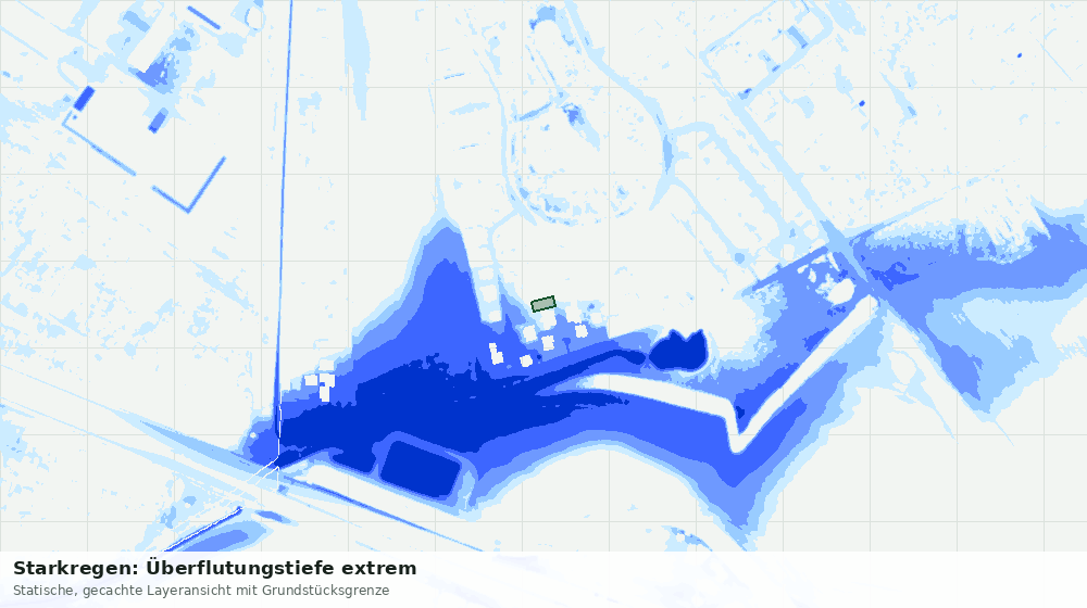 Statische Kartenansicht: Starkregen: Überflutungstiefe extrem