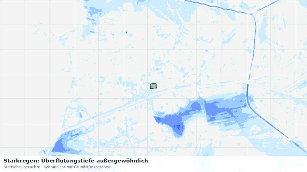 Statische Kartenansicht: Starkregen: Überflutungstiefe außergewöhnlich