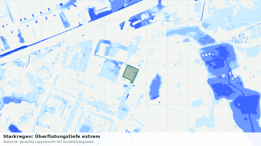Statische Kartenansicht: Starkregen: Überflutungstiefe extrem