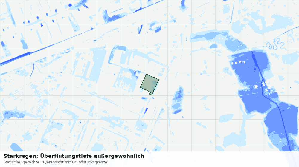 Statische Kartenansicht: Starkregen: Überflutungstiefe außergewöhnlich
