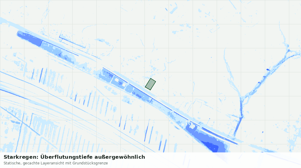Statische Kartenansicht: Starkregen: Überflutungstiefe außergewöhnlich