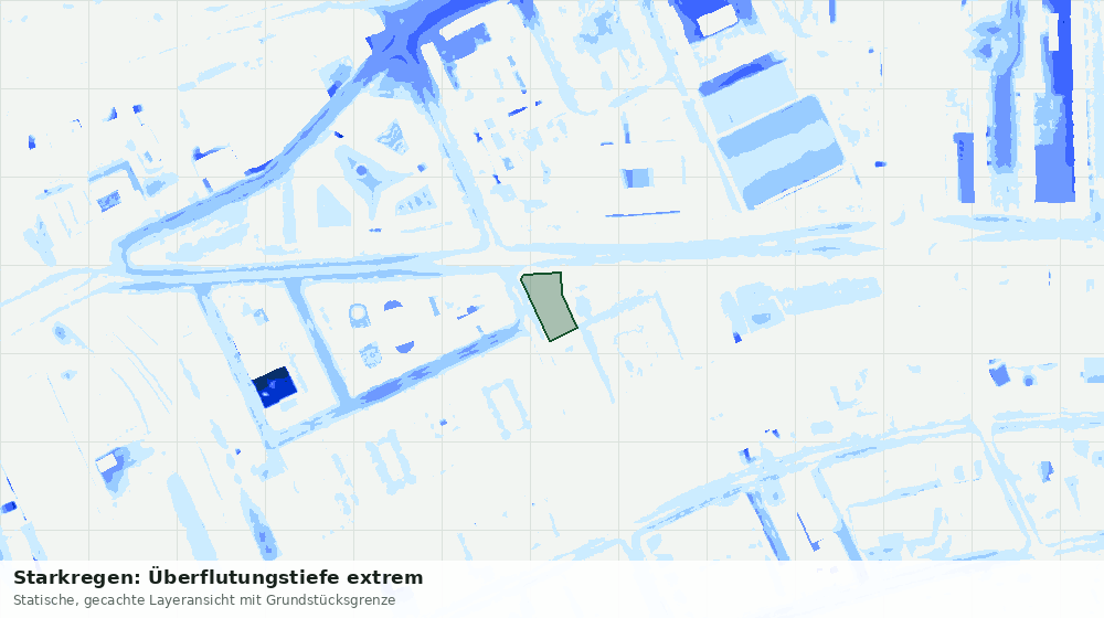 Statische Kartenansicht: Starkregen: Überflutungstiefe extrem