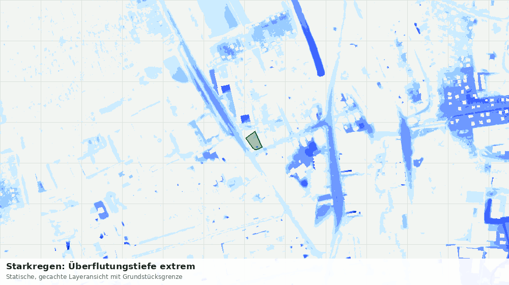 Statische Kartenansicht: Starkregen: Überflutungstiefe extrem