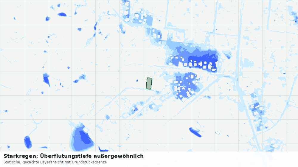 Statische Kartenansicht: Starkregen: Überflutungstiefe außergewöhnlich