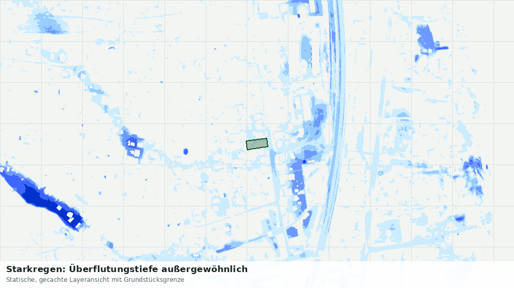 Statische Kartenansicht: Starkregen: Überflutungstiefe außergewöhnlich