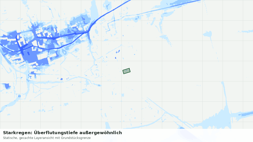 Statische Kartenansicht: Starkregen: Überflutungstiefe außergewöhnlich