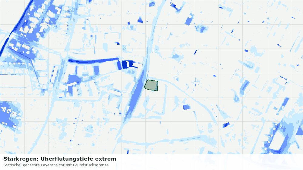 Statische Kartenansicht: Starkregen: Überflutungstiefe extrem