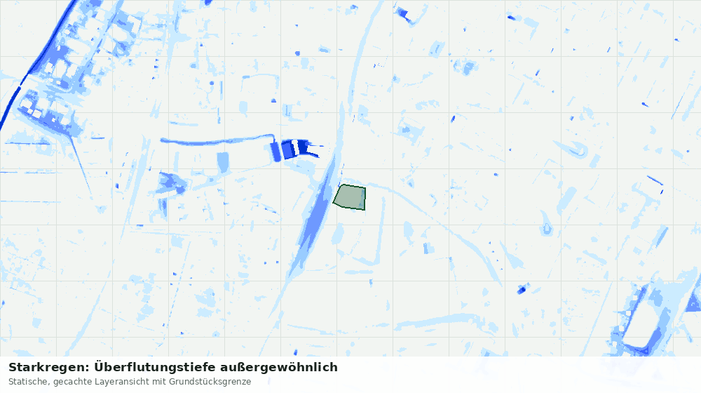 Statische Kartenansicht: Starkregen: Überflutungstiefe außergewöhnlich