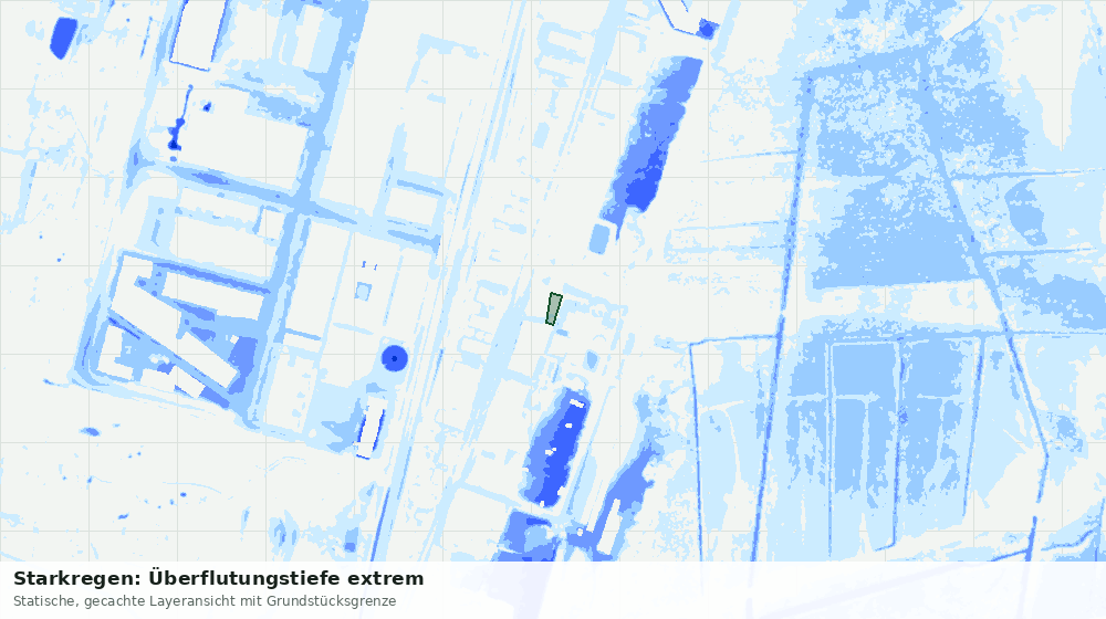 Statische Kartenansicht: Starkregen: Überflutungstiefe extrem