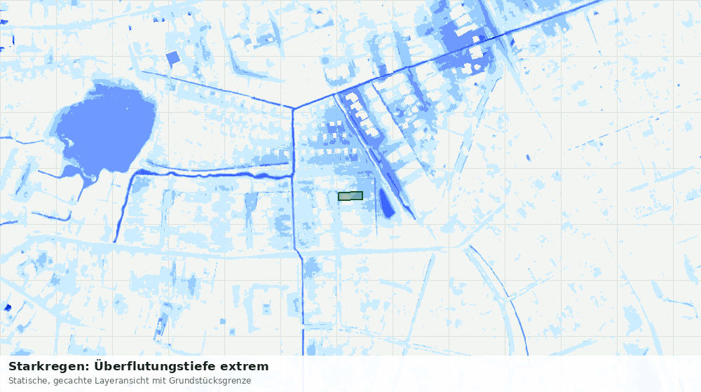 Statische Kartenansicht: Starkregen: Überflutungstiefe extrem