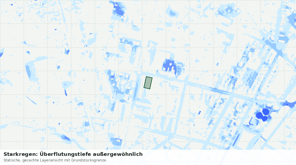 Statische Kartenansicht: Starkregen: Überflutungstiefe außergewöhnlich