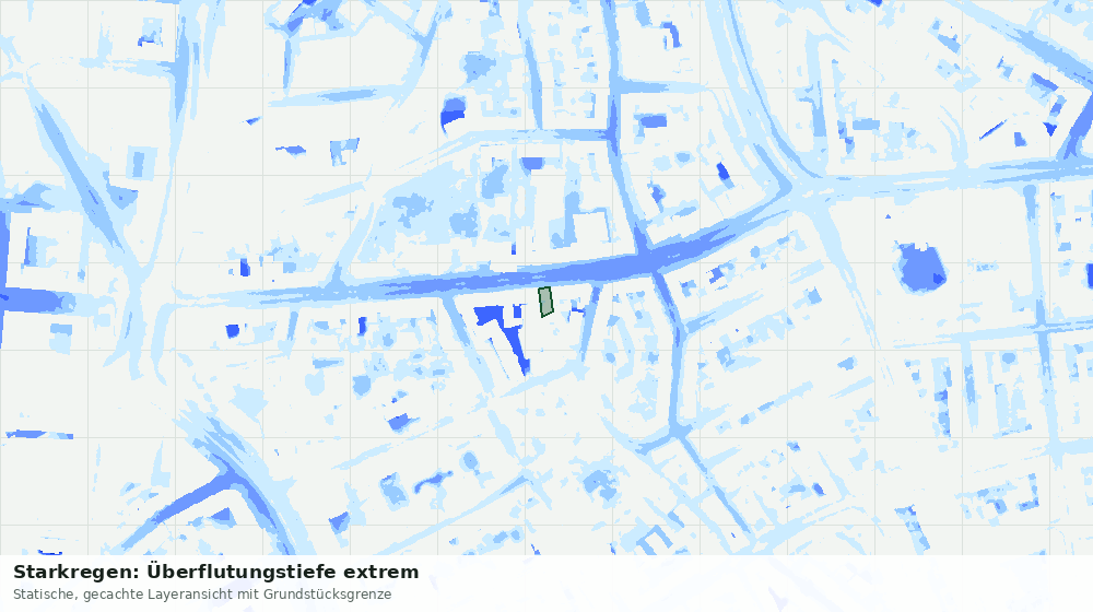 Statische Kartenansicht: Starkregen: Überflutungstiefe extrem