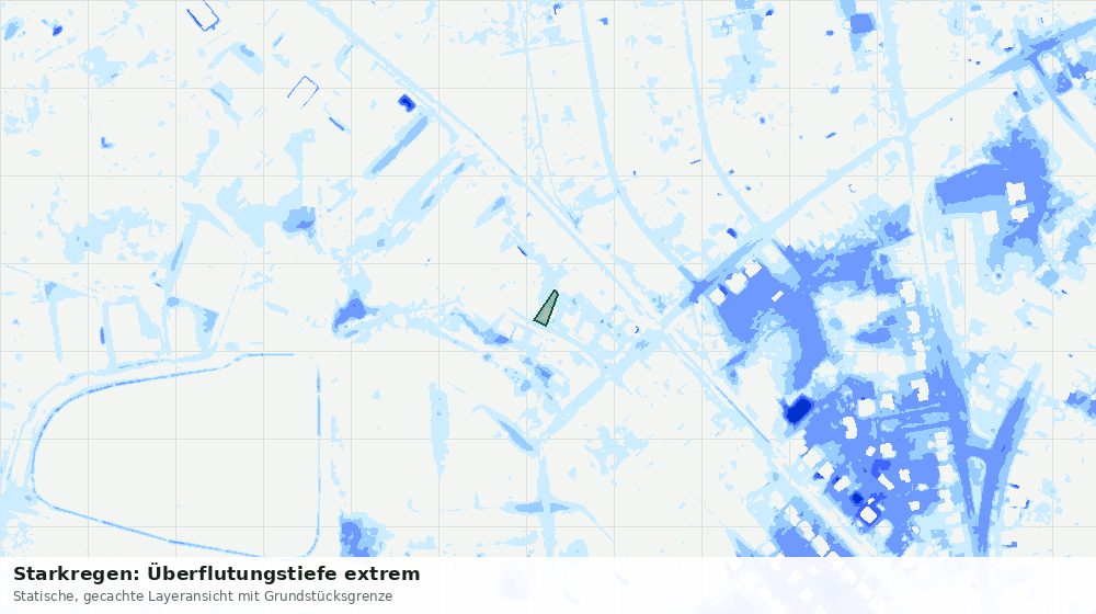 Statische Kartenansicht: Starkregen: Überflutungstiefe extrem
