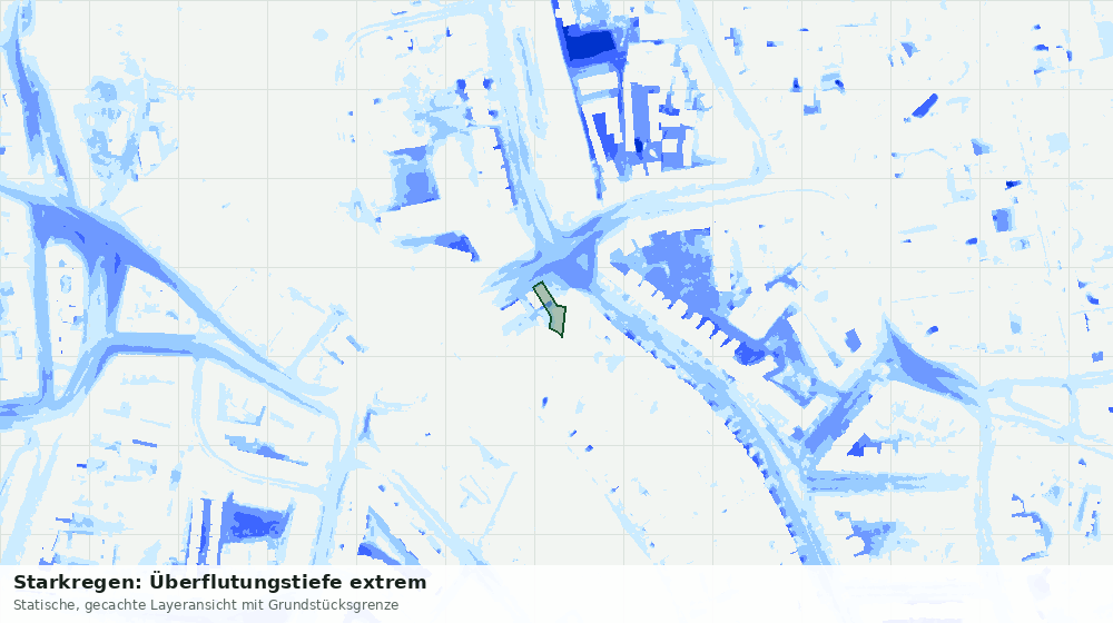 Statische Kartenansicht: Starkregen: Überflutungstiefe extrem