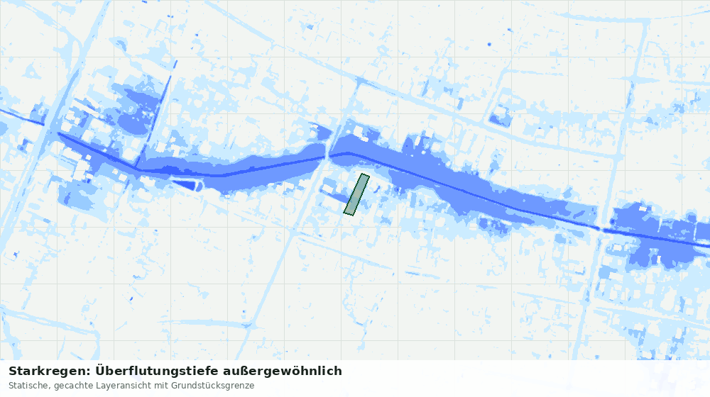 Statische Kartenansicht: Starkregen: Überflutungstiefe außergewöhnlich