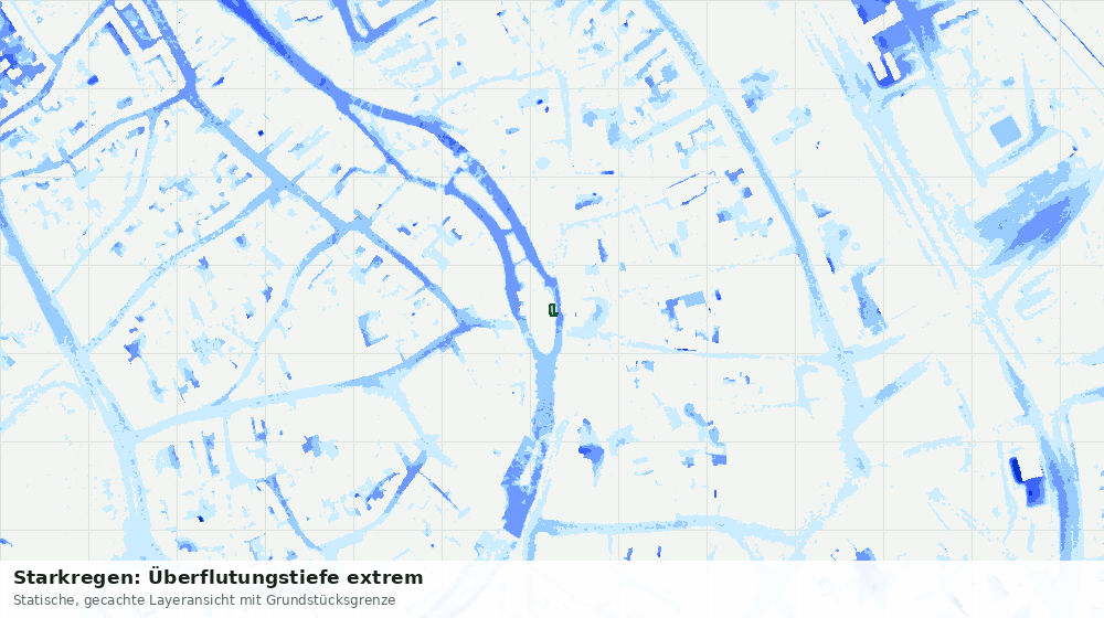 Statische Kartenansicht: Starkregen: Überflutungstiefe extrem