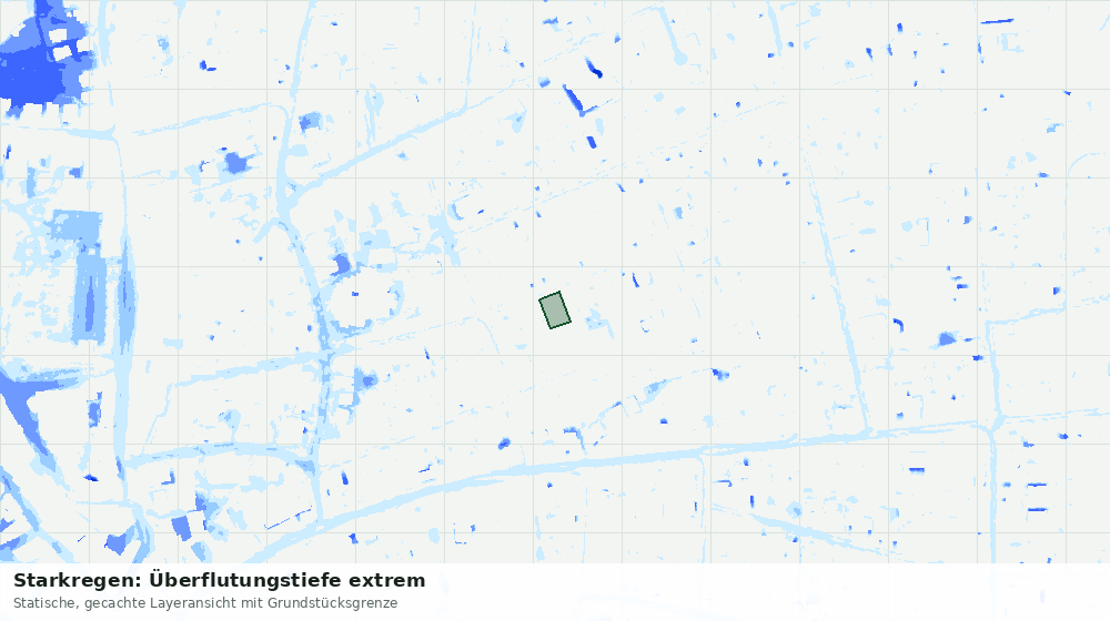Statische Kartenansicht: Starkregen: Überflutungstiefe extrem