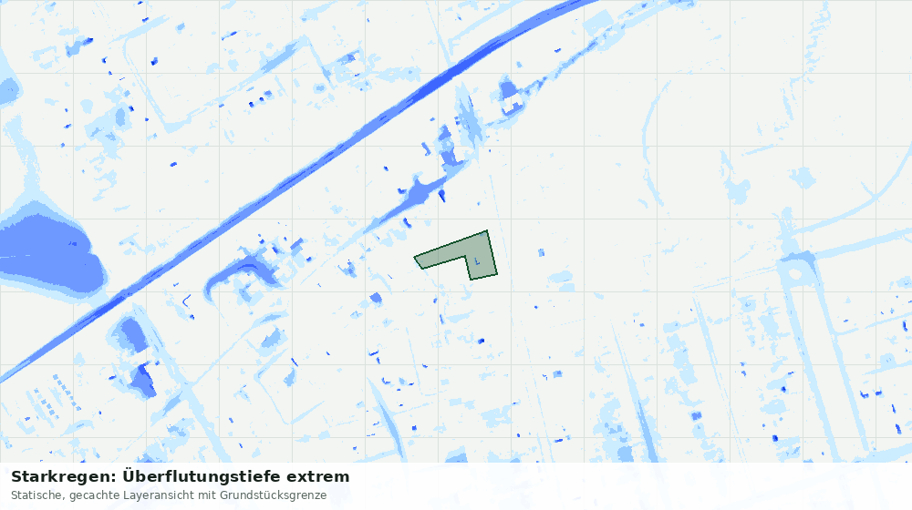 Statische Kartenansicht: Starkregen: Überflutungstiefe extrem