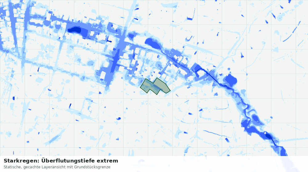 Statische Kartenansicht: Starkregen: Überflutungstiefe extrem