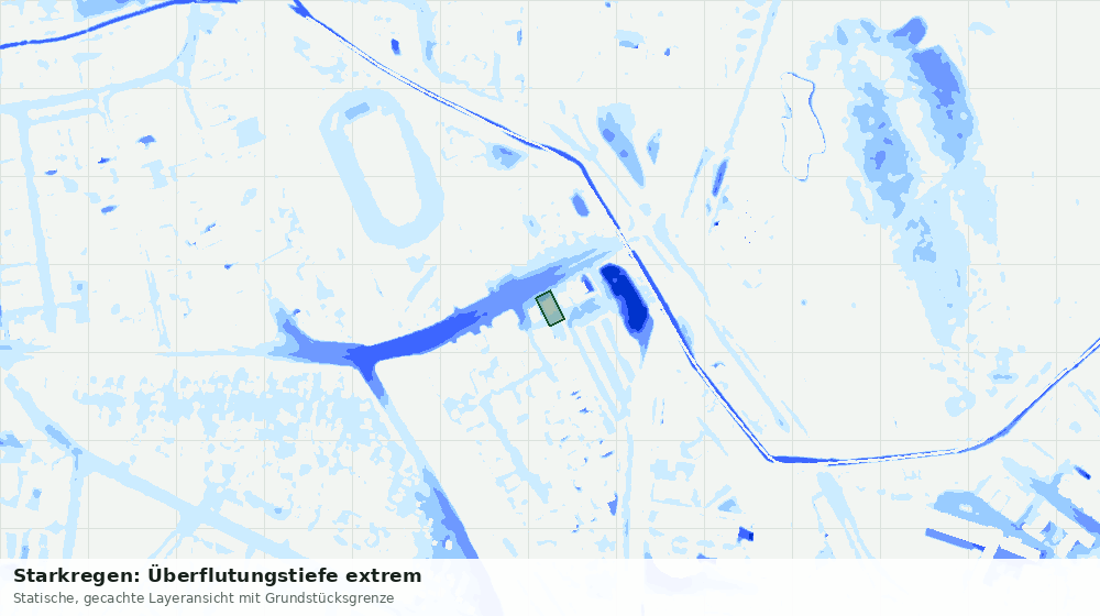 Statische Kartenansicht: Starkregen: Überflutungstiefe extrem