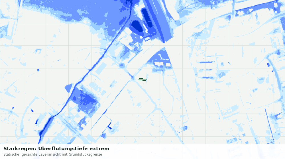 Statische Kartenansicht: Starkregen: Überflutungstiefe extrem