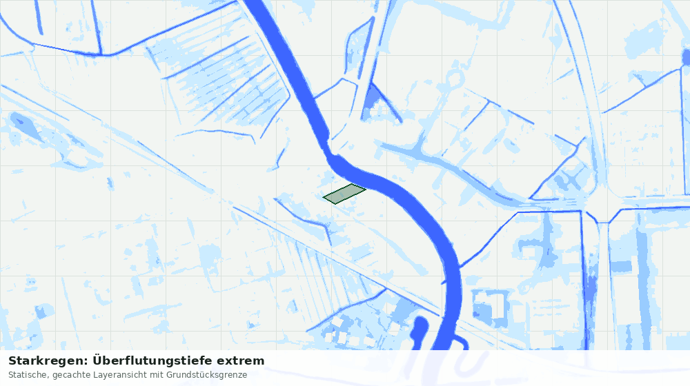 Statische Kartenansicht: Starkregen: Überflutungstiefe extrem