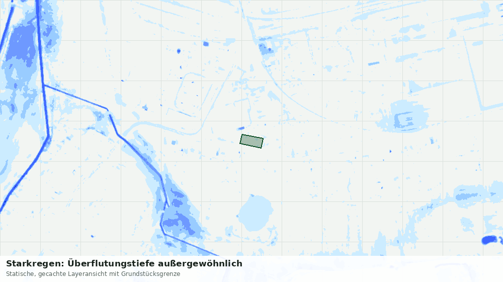 Statische Kartenansicht: Starkregen: Überflutungstiefe außergewöhnlich