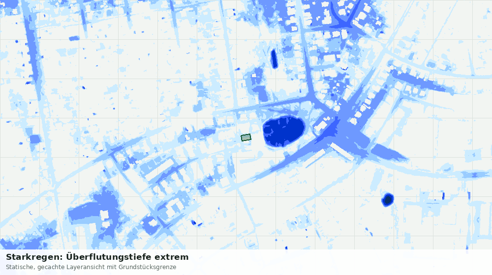 Statische Kartenansicht: Starkregen: Überflutungstiefe extrem