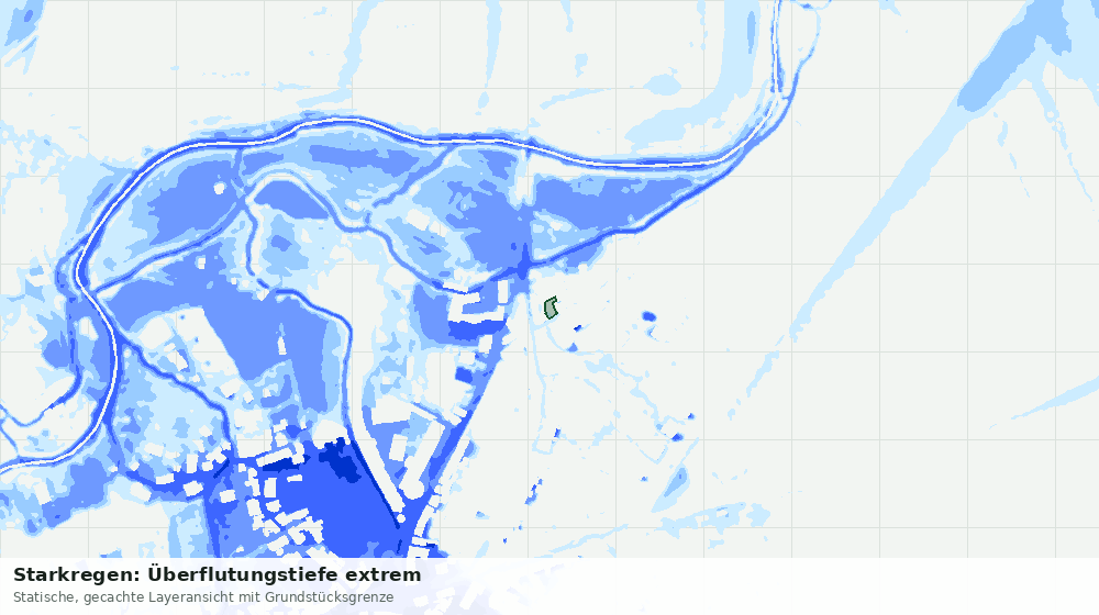 Statische Kartenansicht: Starkregen: Überflutungstiefe extrem