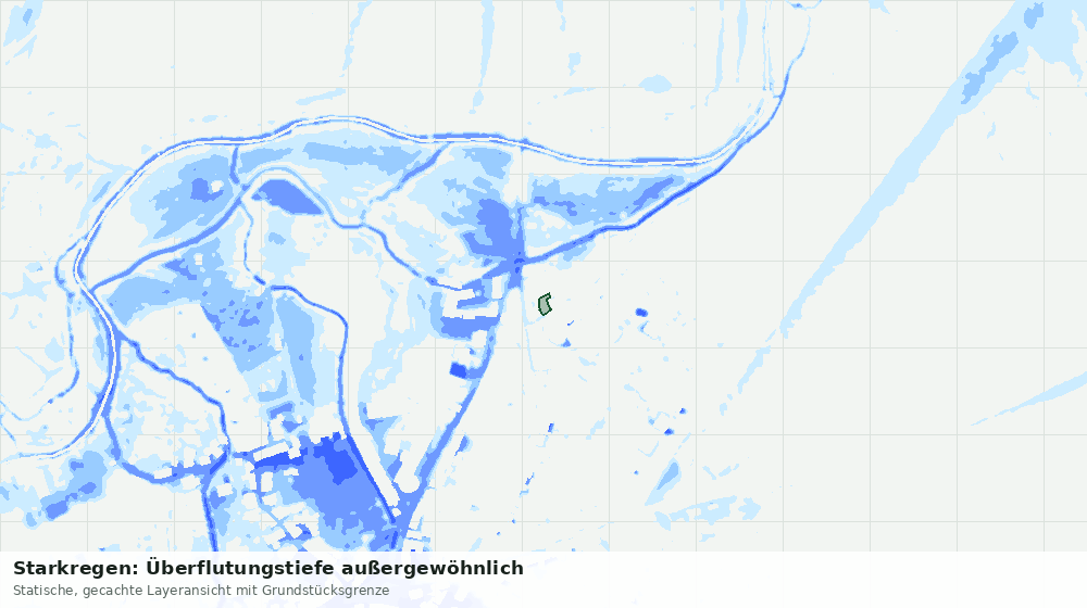 Statische Kartenansicht: Starkregen: Überflutungstiefe außergewöhnlich