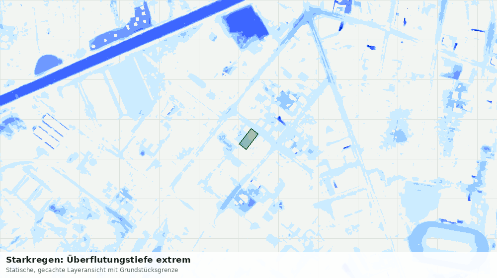 Statische Kartenansicht: Starkregen: Überflutungstiefe extrem