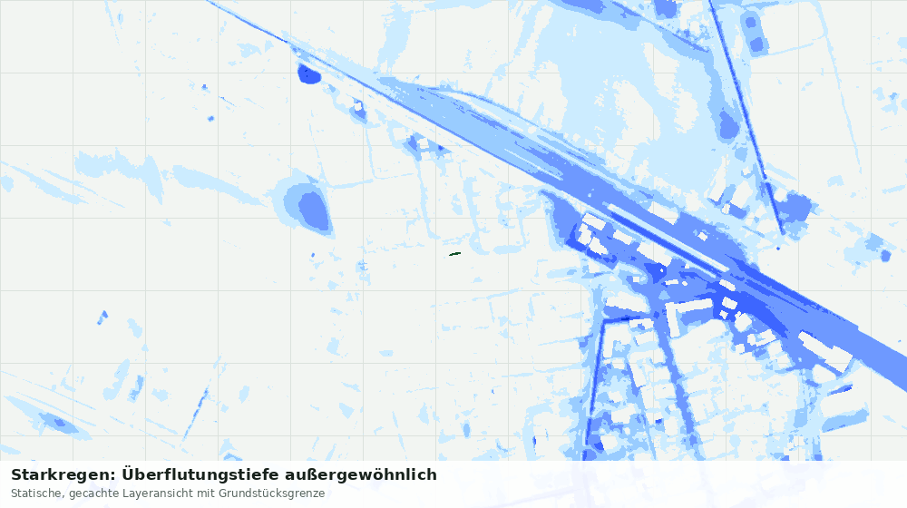 Statische Kartenansicht: Starkregen: Überflutungstiefe außergewöhnlich