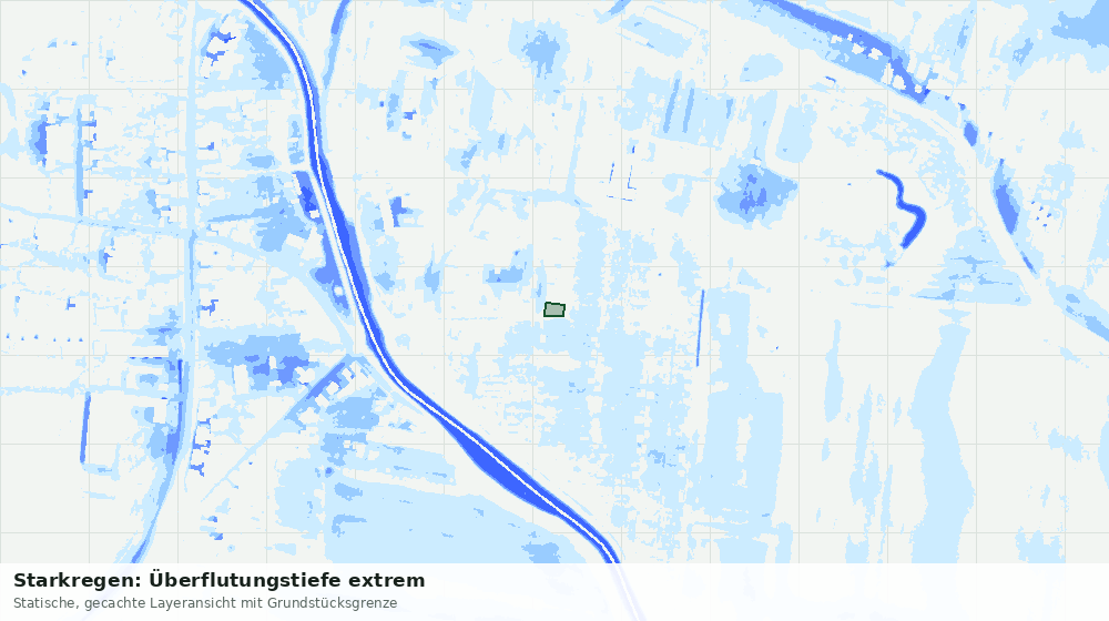 Statische Kartenansicht: Starkregen: Überflutungstiefe extrem