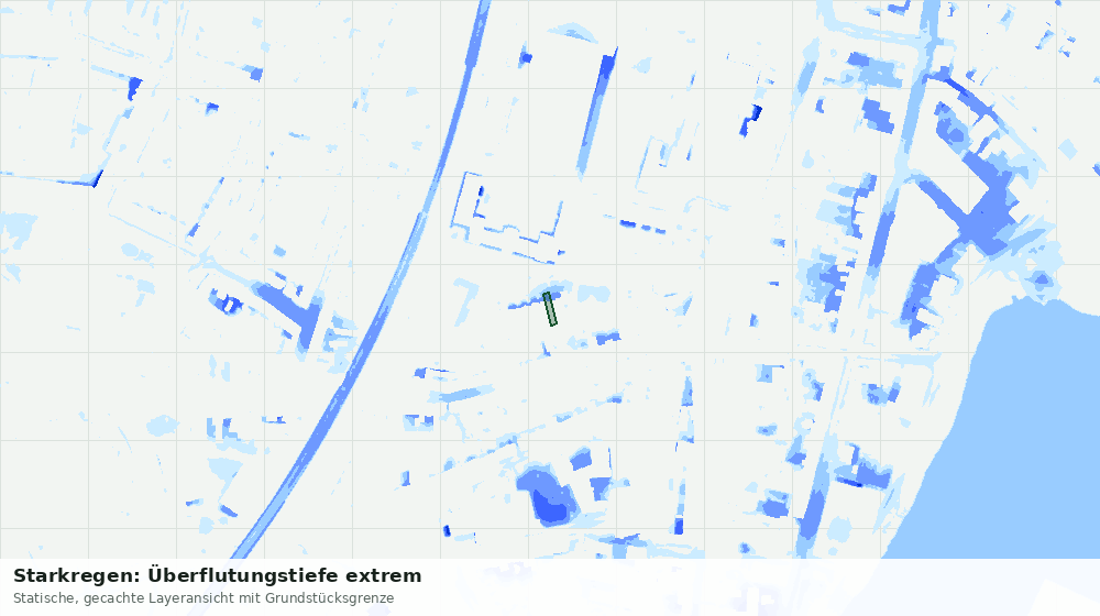 Statische Kartenansicht: Starkregen: Überflutungstiefe extrem