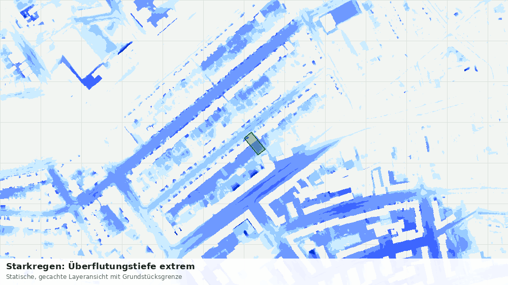 Statische Kartenansicht: Starkregen: Überflutungstiefe extrem