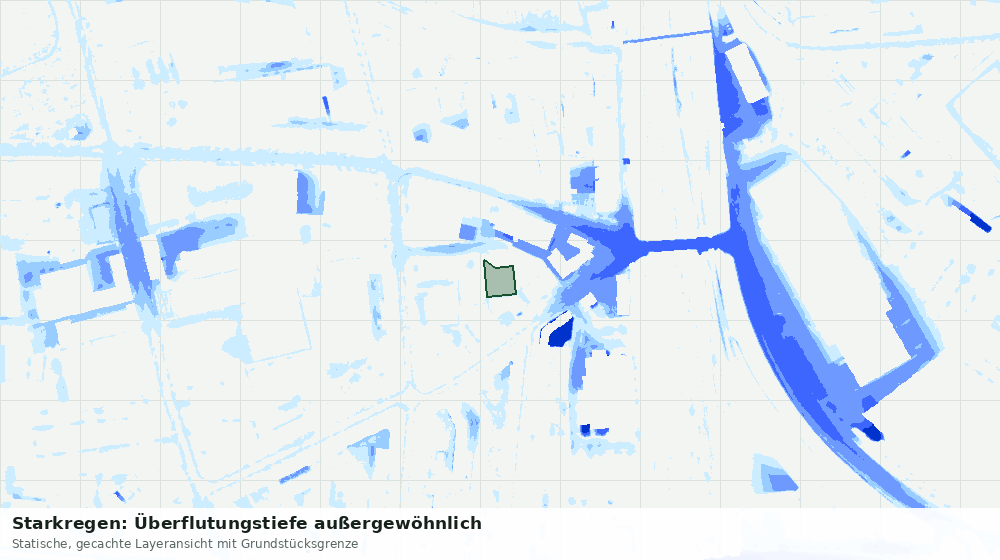 Statische Kartenansicht: Starkregen: Überflutungstiefe außergewöhnlich