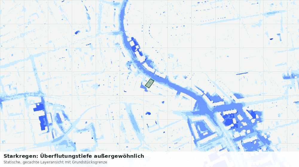 Statische Kartenansicht: Starkregen: Überflutungstiefe außergewöhnlich