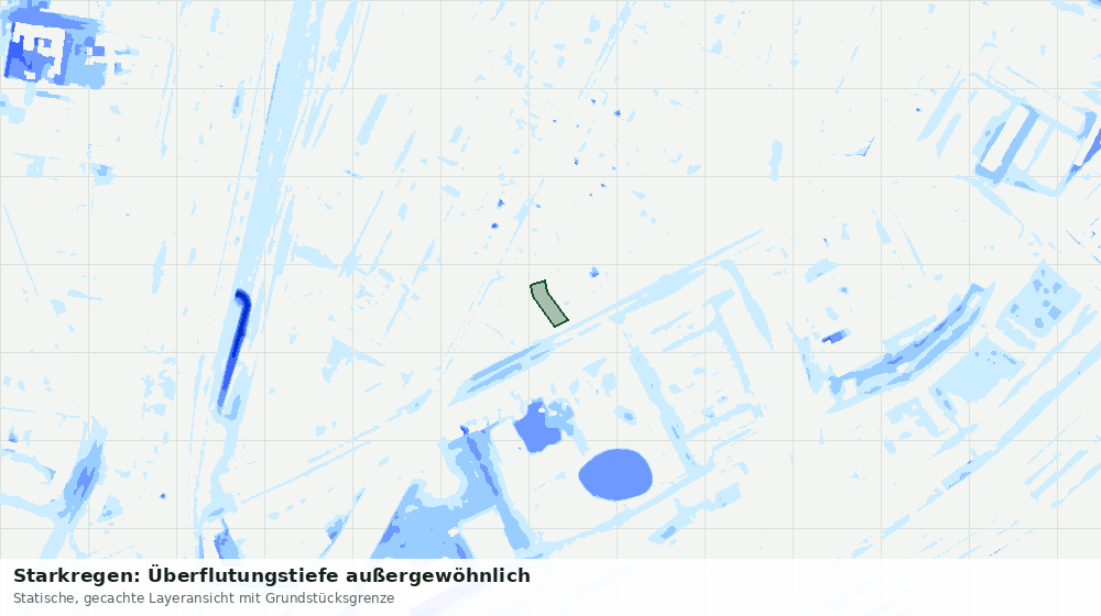 Statische Kartenansicht: Starkregen: Überflutungstiefe außergewöhnlich