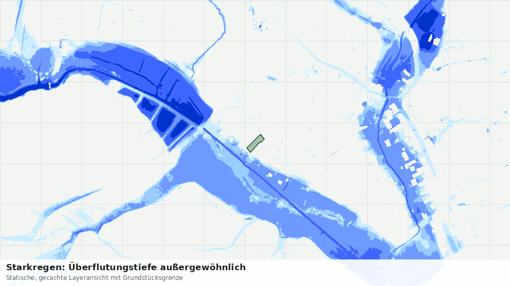 Statische Kartenansicht: Starkregen: Überflutungstiefe außergewöhnlich